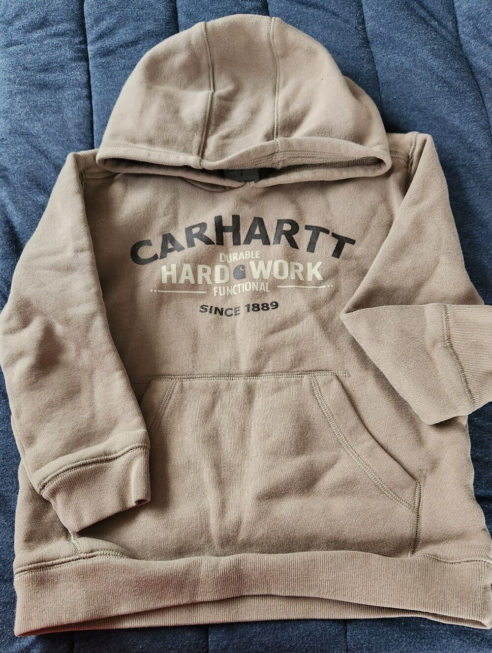 Kid's Carhartt Khaki/Tan Hooded Pullover with Front Pocket